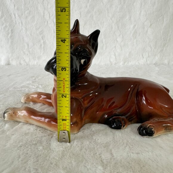 Vintage Boxer Dog Figure Ceramic Porcelain Laying Down - Picture 7 of 9